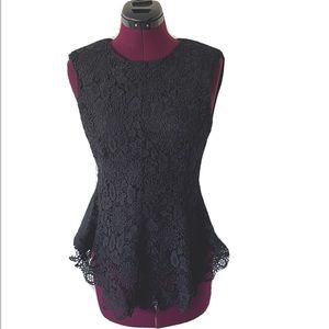 Zara Lace Front Black Sleeveless Top